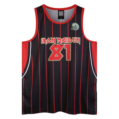Black-Red - Front - Amplified Mens Killers Iron Maiden Basketball Jersey