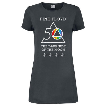 Charcoal - Front - Amplified Womens-Ladies 50th Anniversary Pink Floyd Shirt Dress