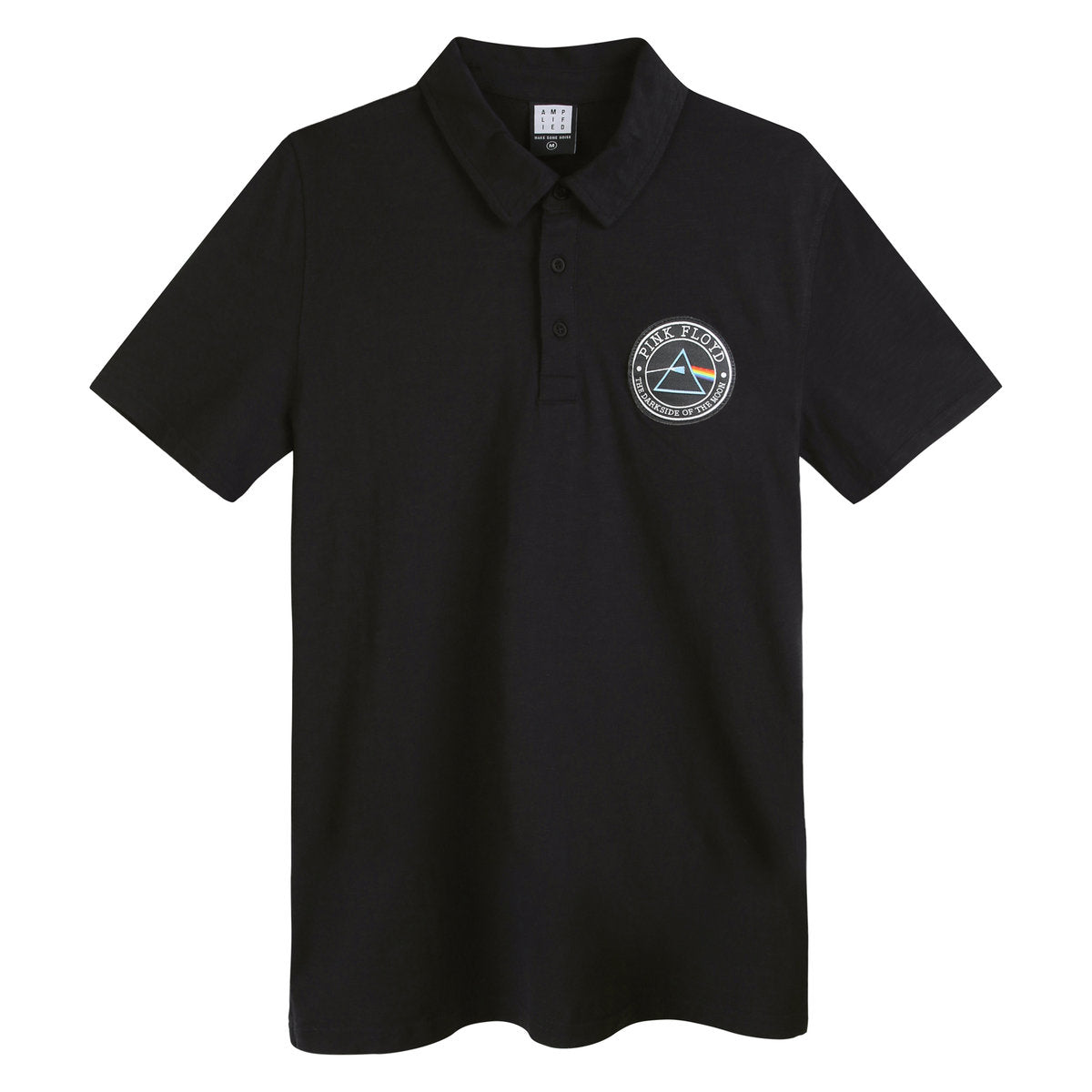 Black - Front - Amplified Mens Washed Slub Pink Floyd Polo Shirt