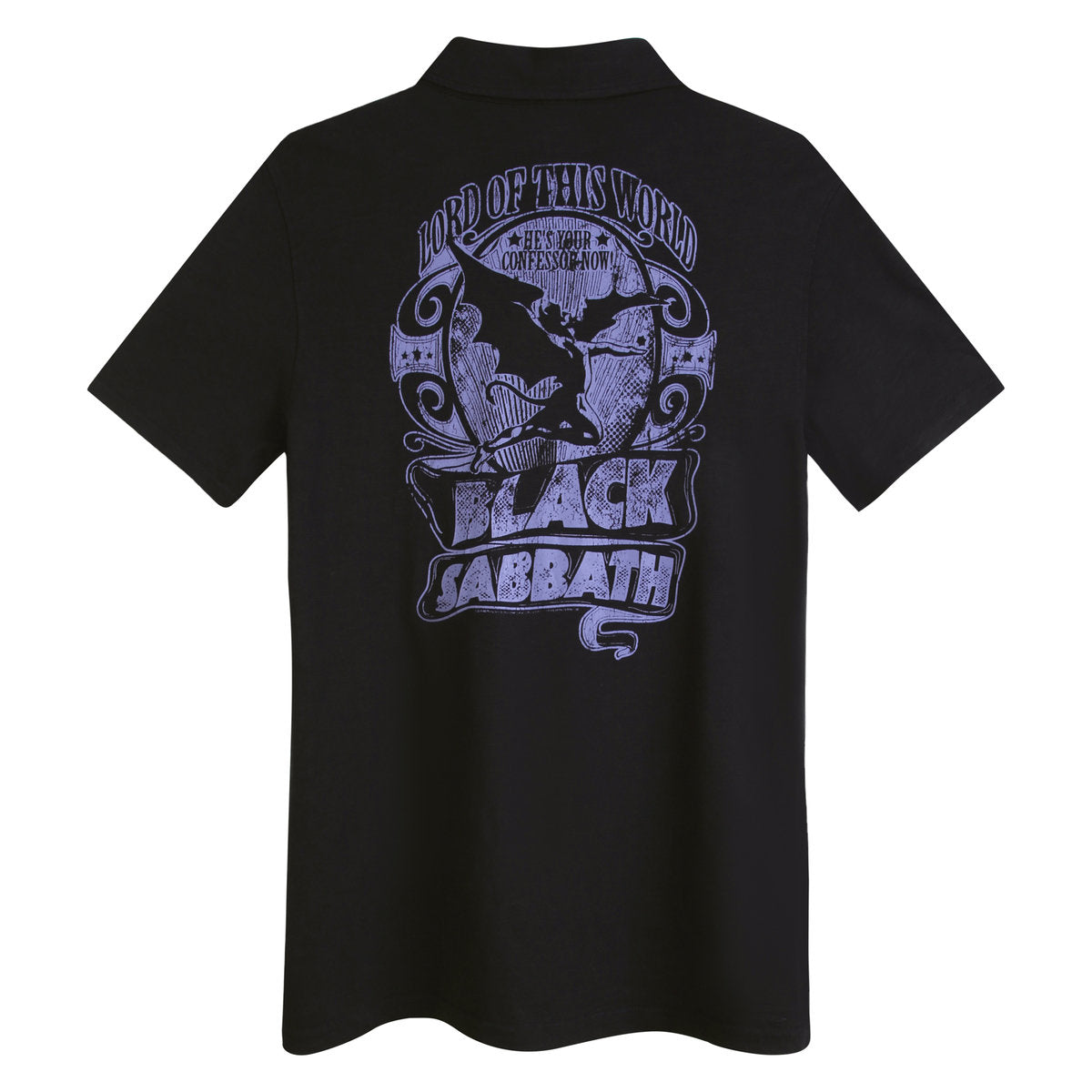 Black - Back - Amplified Mens Lord of This World Black Sabbath Slub Polo Shirt