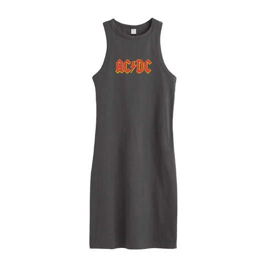 Charcoal - Front - Amplified Womens-Ladies AC-DC Slim Sleeveless Dress