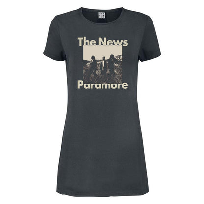 Charcoal - Front - Amplified Womens-Ladies The News Paramore T-Shirt Dress