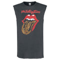 Charcoal - Front - Amplified Mens Leopard Tongue The Rolling Stones Tank Top