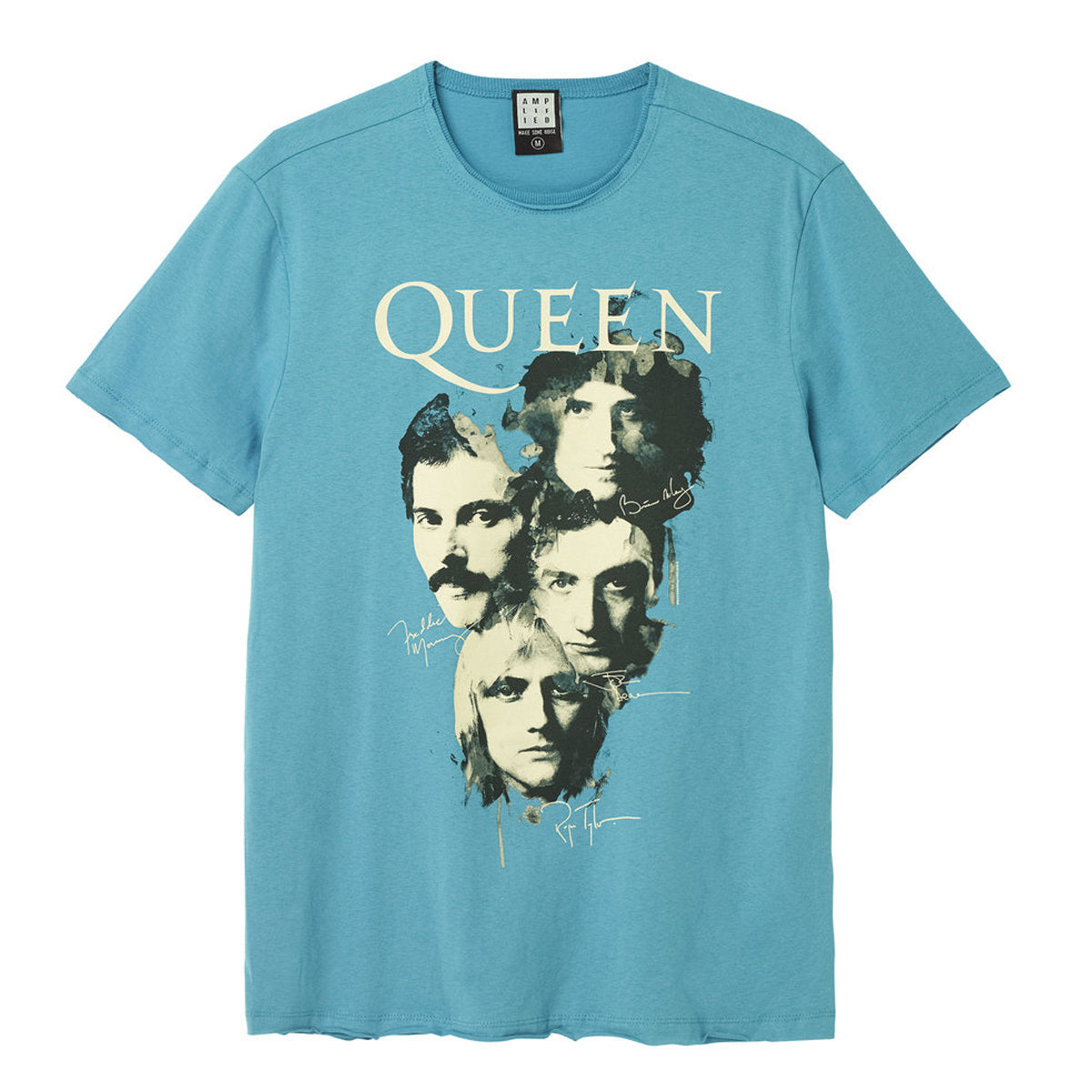 Teal - Front - Amplified Unisex Adult Autographs Queen T-Shirt