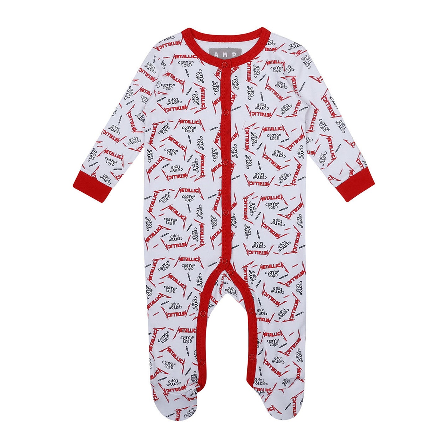 White-Red - Back - Amplified Baby Crayon Lord Metallica Babygrow Set (Pack of 3)