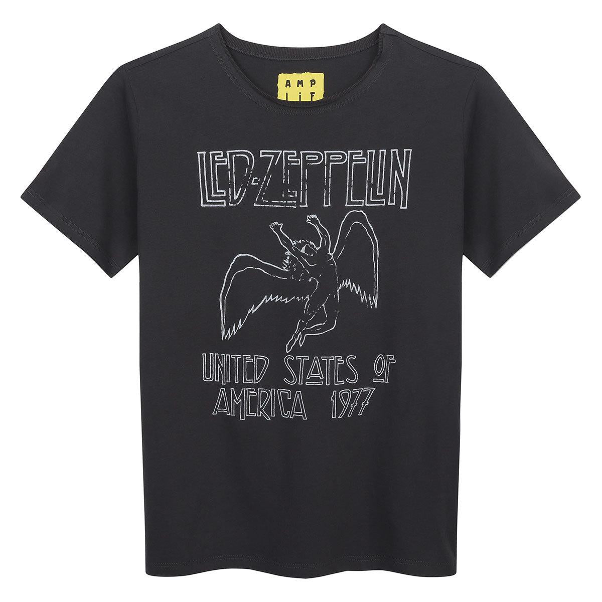 Charcoal - Front - Amplified Childrens-Kids USA 1977 Led Zeppelin T-Shirt