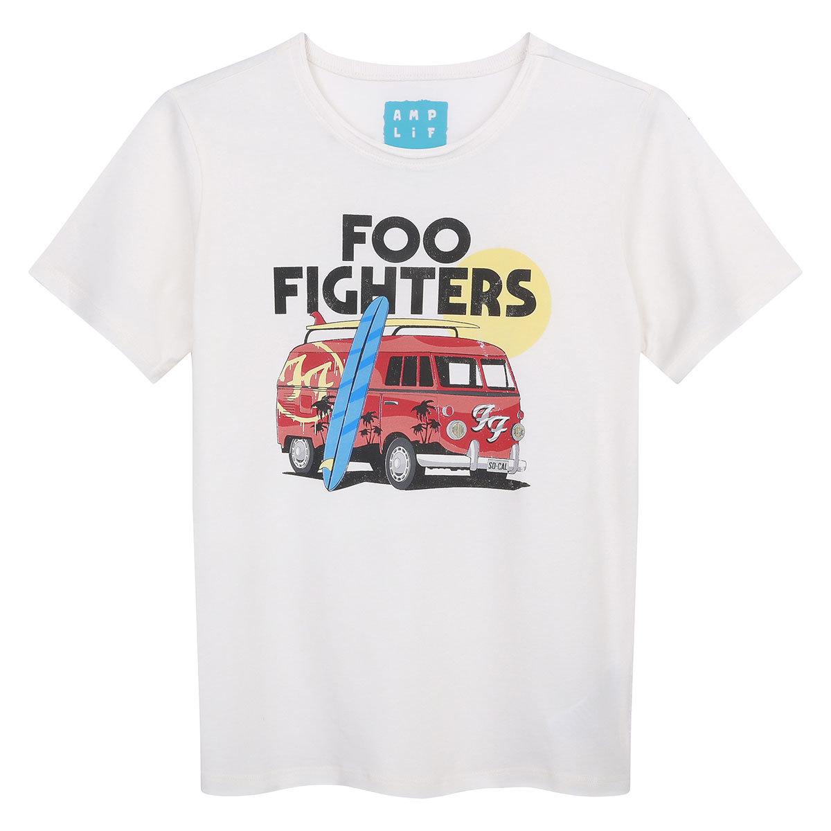Vintage White - Front - Amplified Childrens-Kids Camper Van Foo Fighters T-Shirt