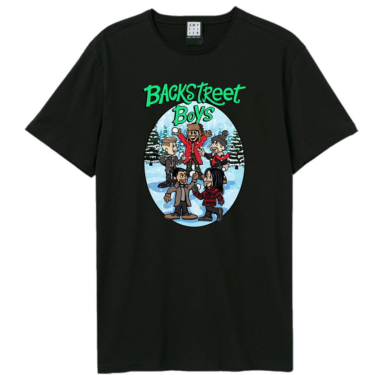 Black - Front - Amplified Unisex Adult Christmas Cartoon Backstreet Boys T-Shirt