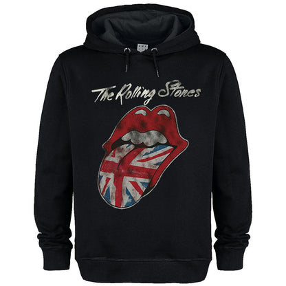 Black - Front - Amplified Unisex Adult UK Tongue The Rolling Stones Hoodie