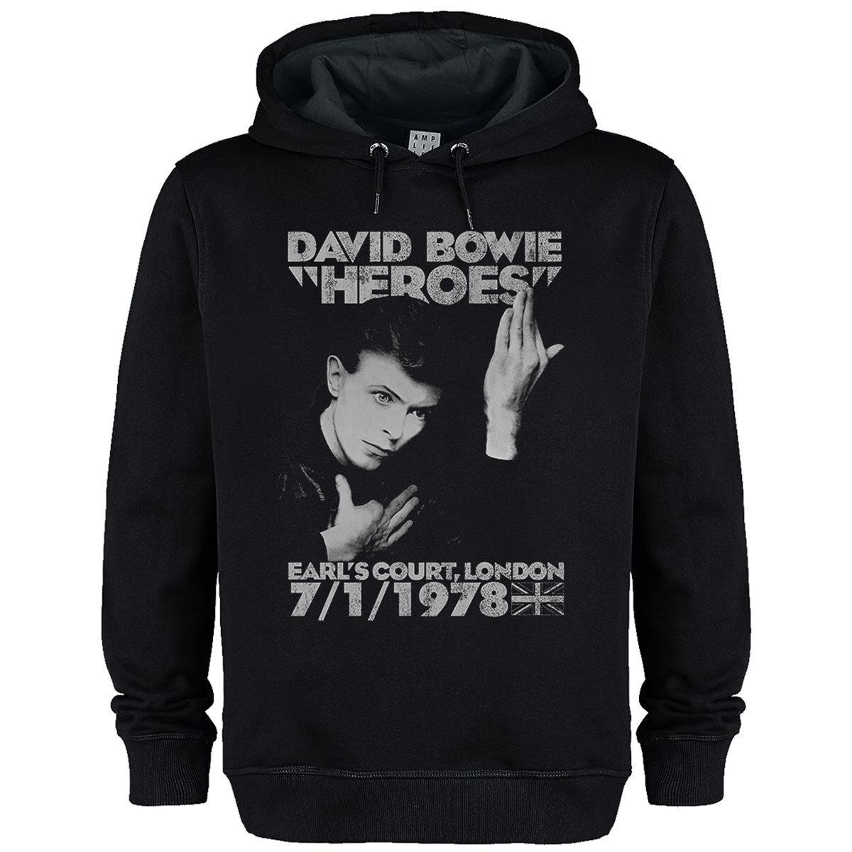 Black - Front - Amplified Unisex Adult Heroes 1978 David Bowie Hoodie