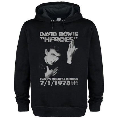 Black - Front - Amplified Unisex Adult Heroes 1978 David Bowie Hoodie