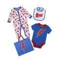 White-Blue-Red - Front - Amplified Baby David Bowie Babygrow Set