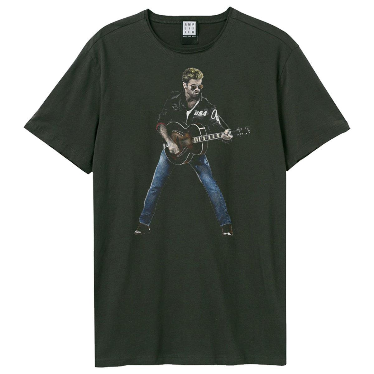 Charcoal - Front - Amplified Mens Stripped Back George Michael T-Shirt