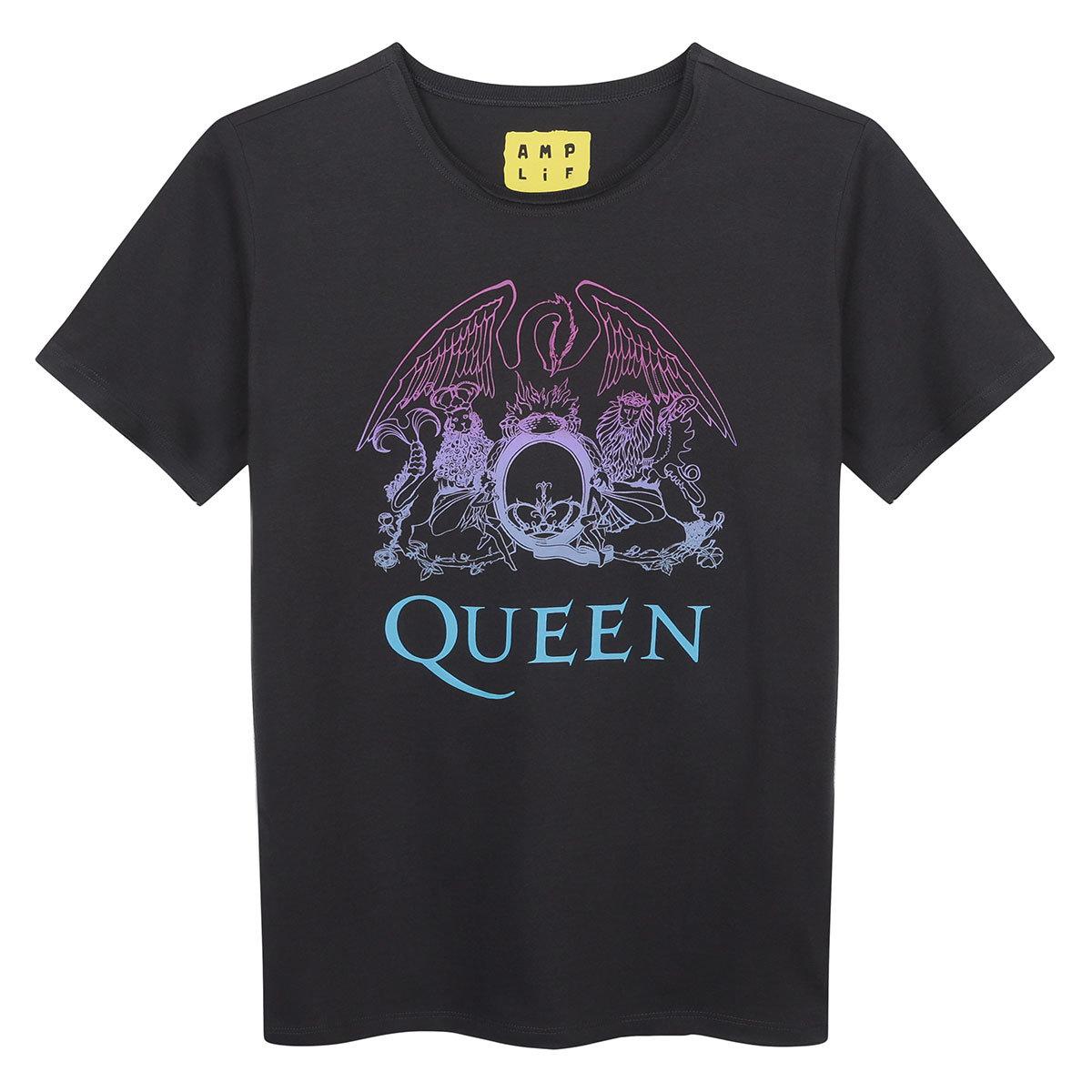 Charcoal - Front - Amplified Unisex Adult Ombre Crest Queen T-Shirt