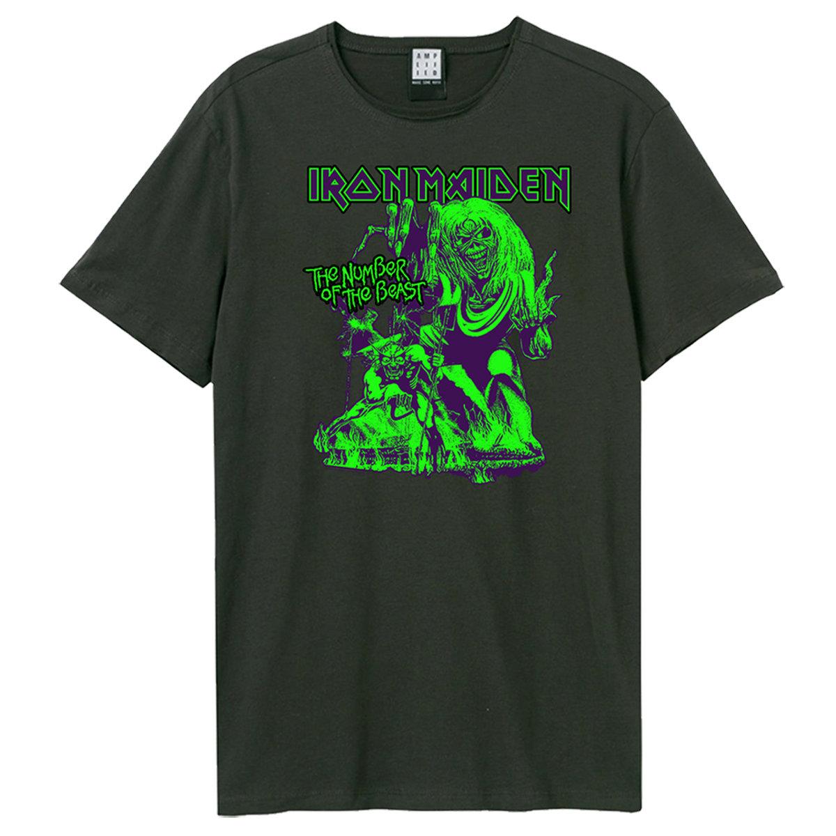 Charcoal - Front - Amplified Unisex Adult The Number Of The Beast Iron Maiden T-Shirt