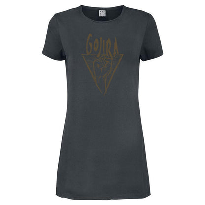 Charcoal - Front - Amplified Womens-Ladies Power Glove Gojira T-Shirt
