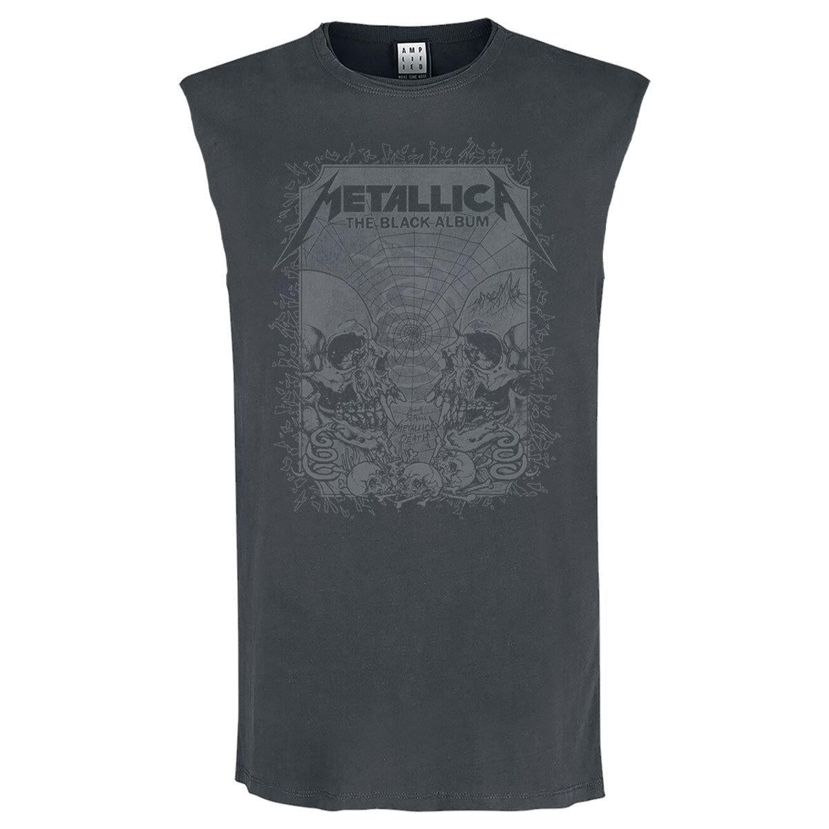 Charcoal - Front - Amplified Mens The Black Album Metallica Sleeveless Tank Top