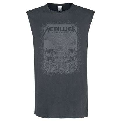 Charcoal - Front - Amplified Mens The Black Album Metallica Sleeveless Tank Top