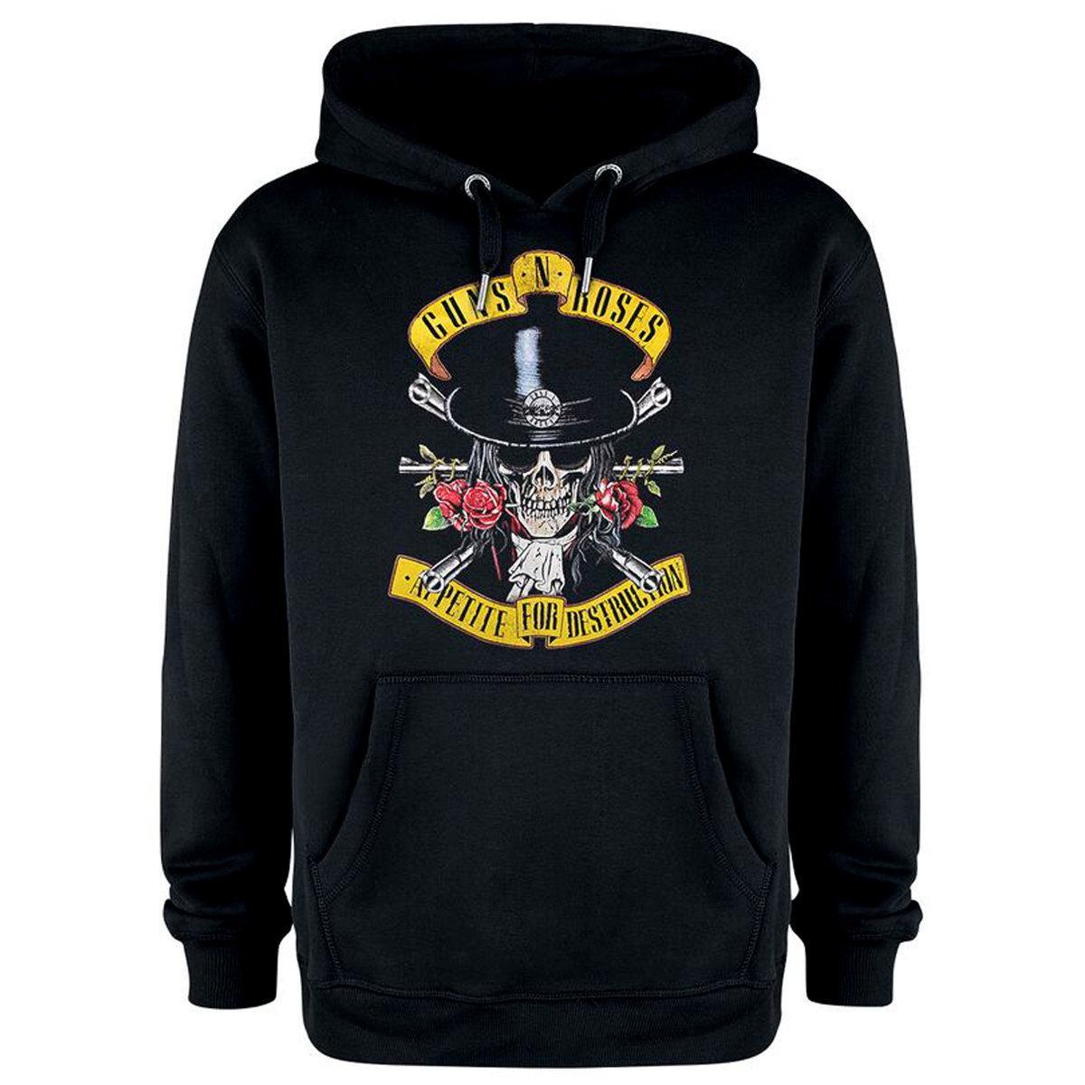 Charcoal - Front - Amplified Unisex Adult Top Hat Skull Guns N Roses Hoodie