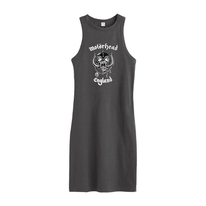 Charcoal - Front - Amplified Womens-Ladies England Motorhead Slim Sleeveless Dress