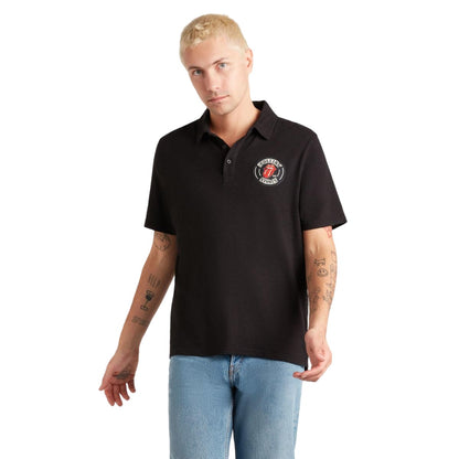 Black - Front - Amplified Mens The Rolling Stones Slub Polo Shirt
