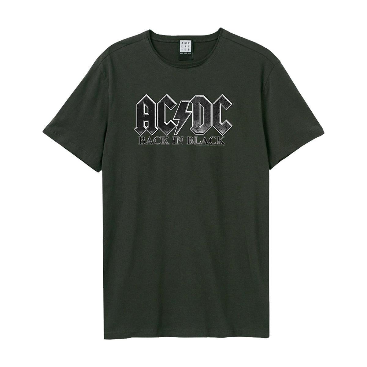 Charcoal - Front - Amplified Unisex Adult Back In Black AC-DC T-Shirt