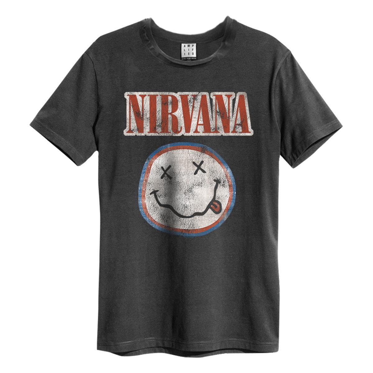 Charcoal - Front - Amplified Unisex Adult Nirvana Logo T-Shirt