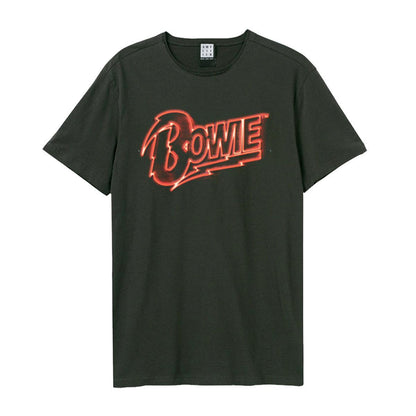 Charcoal - Front - Amplified Unisex Adult Neon Sign David Bowie T-Shirt