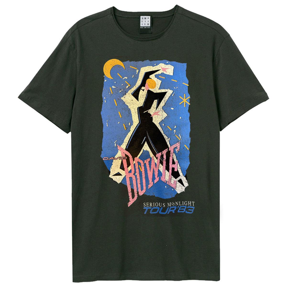 Charcoal - Front - Amplified Unisex Adult Serious Moonlight David Bowie T-Shirt