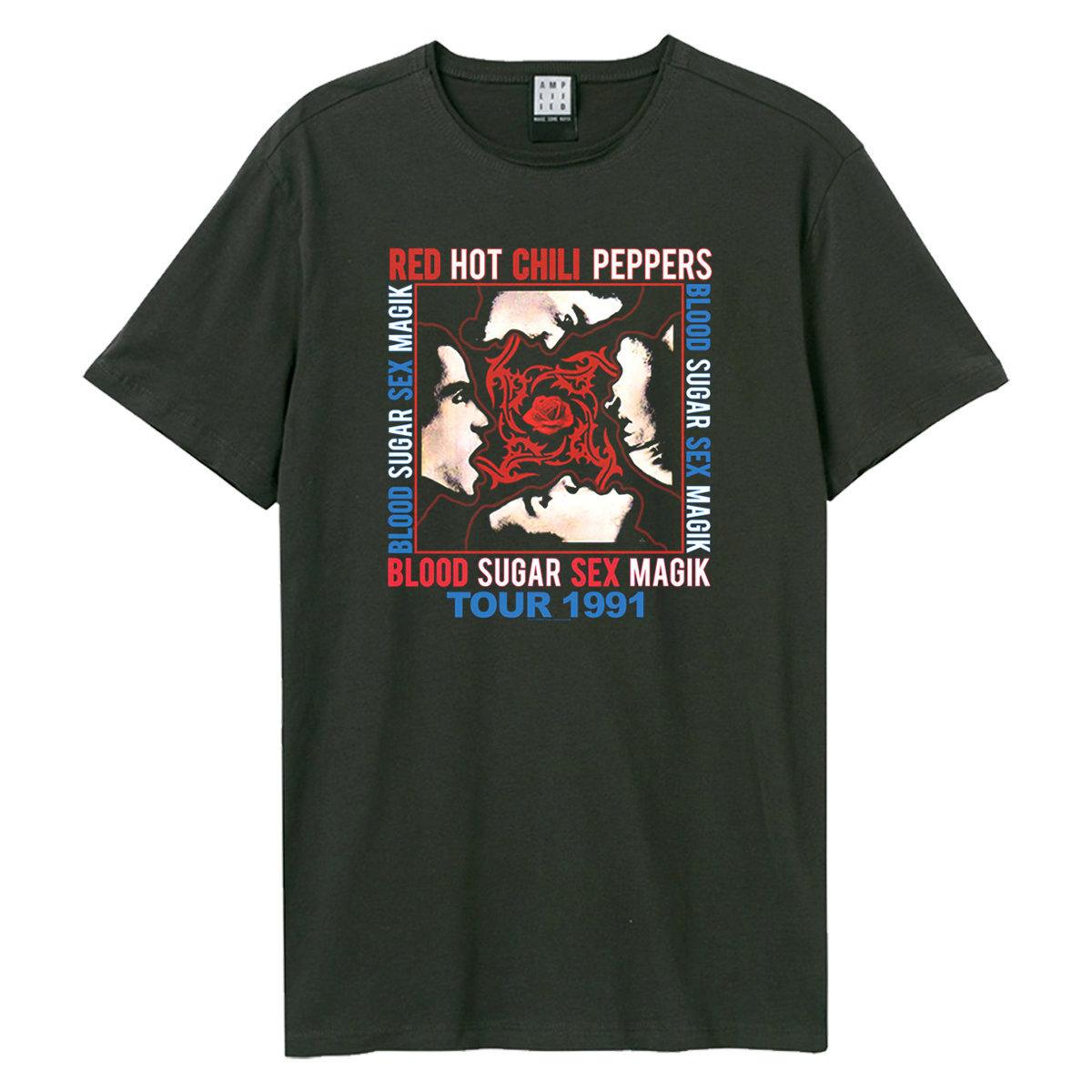 Charcoal - Front - Amplified Unisex Adult Tour 1991 Red Hot Chili Peppers T-Shirt