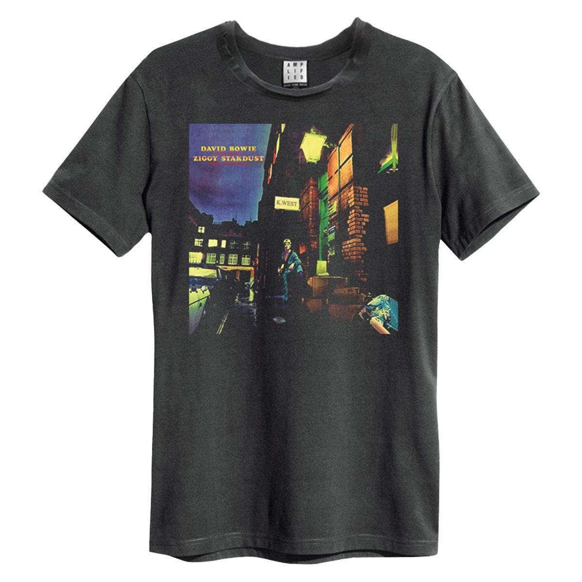 Charcoal - Front - Amplified Unisex Adult Ziggy Stardust David Bowie T-Shirt