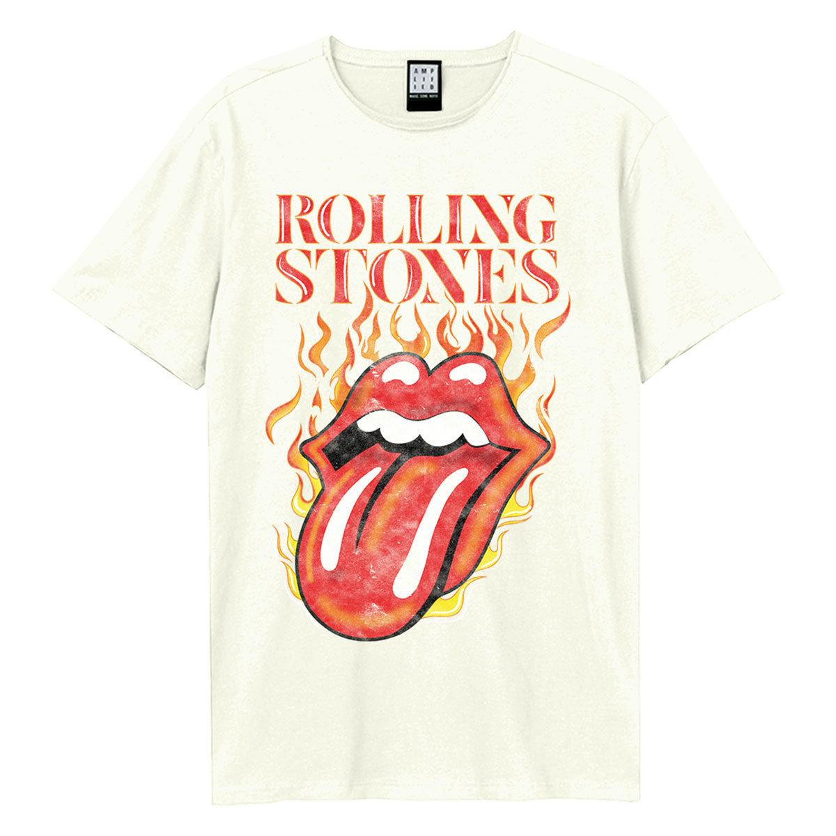 Vintage White - Front - Amplified Unisex Adult Hot Tongue The Rolling Stones T-Shirt