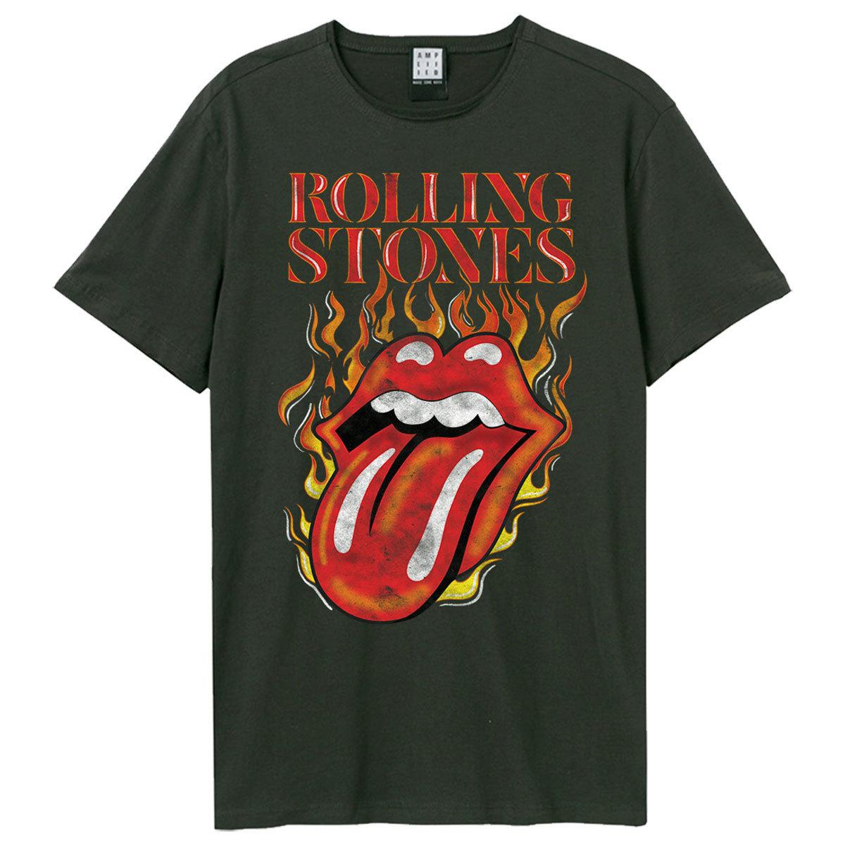 Charcoal - Front - Amplified Unisex Adult Hot Tongue The Rolling Stones T-Shirt