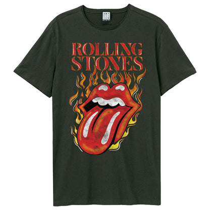 Charcoal - Front - Amplified Unisex Adult Hot Tongue The Rolling Stones T-Shirt