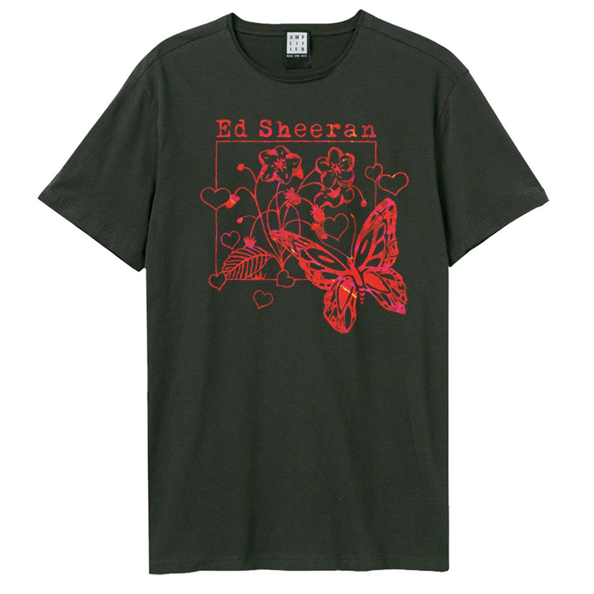 Charcoal - Front - Amplified Unisex Adult Line Art Butterfly Ed Sheeran T-Shirt