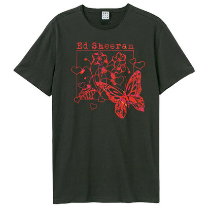 Charcoal - Front - Amplified Unisex Adult Line Art Butterfly Ed Sheeran T-Shirt