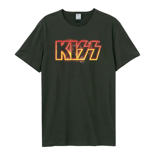 Charcoal - Front - Amplified Unisex Adult Neon Sign Kiss T-Shirt