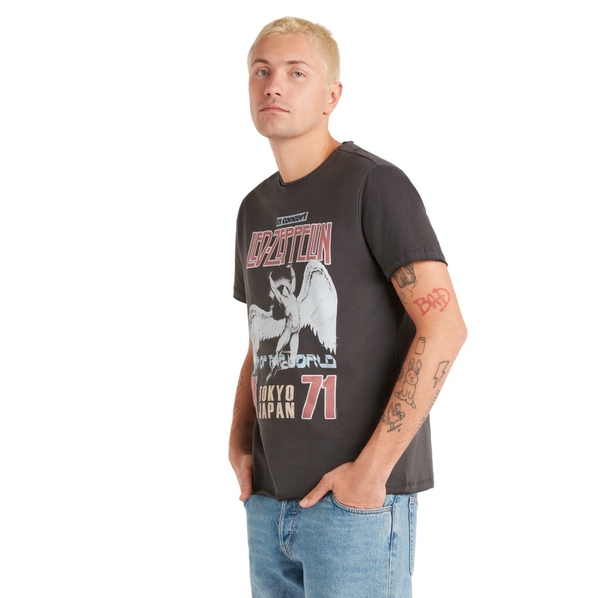 Charcoal - Side - Amplified Unisex Adult Tokyo 71 Led Zeppelin T-Shirt