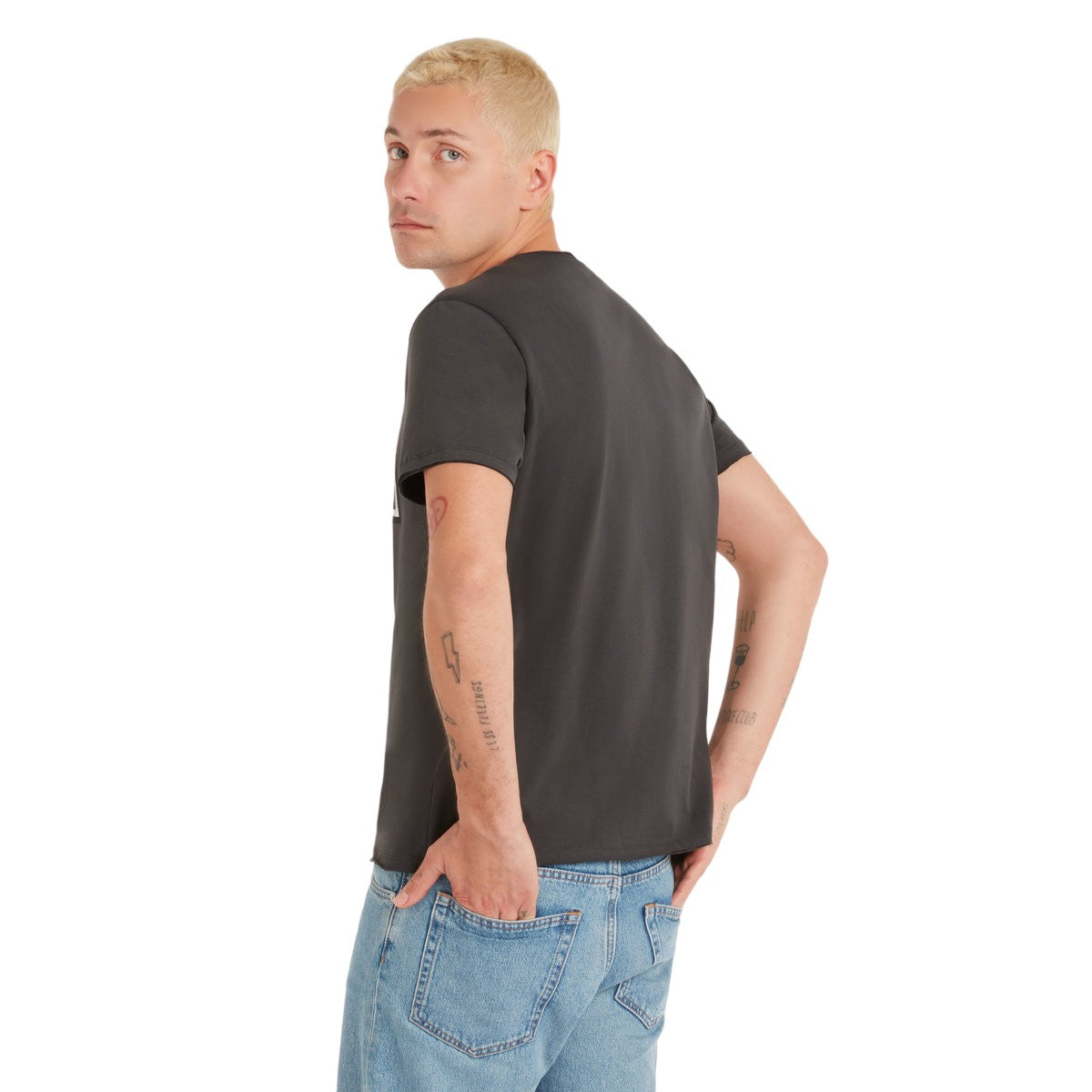 Charcoal - Back - Oasis Unisex Adult Logo T-Shirt