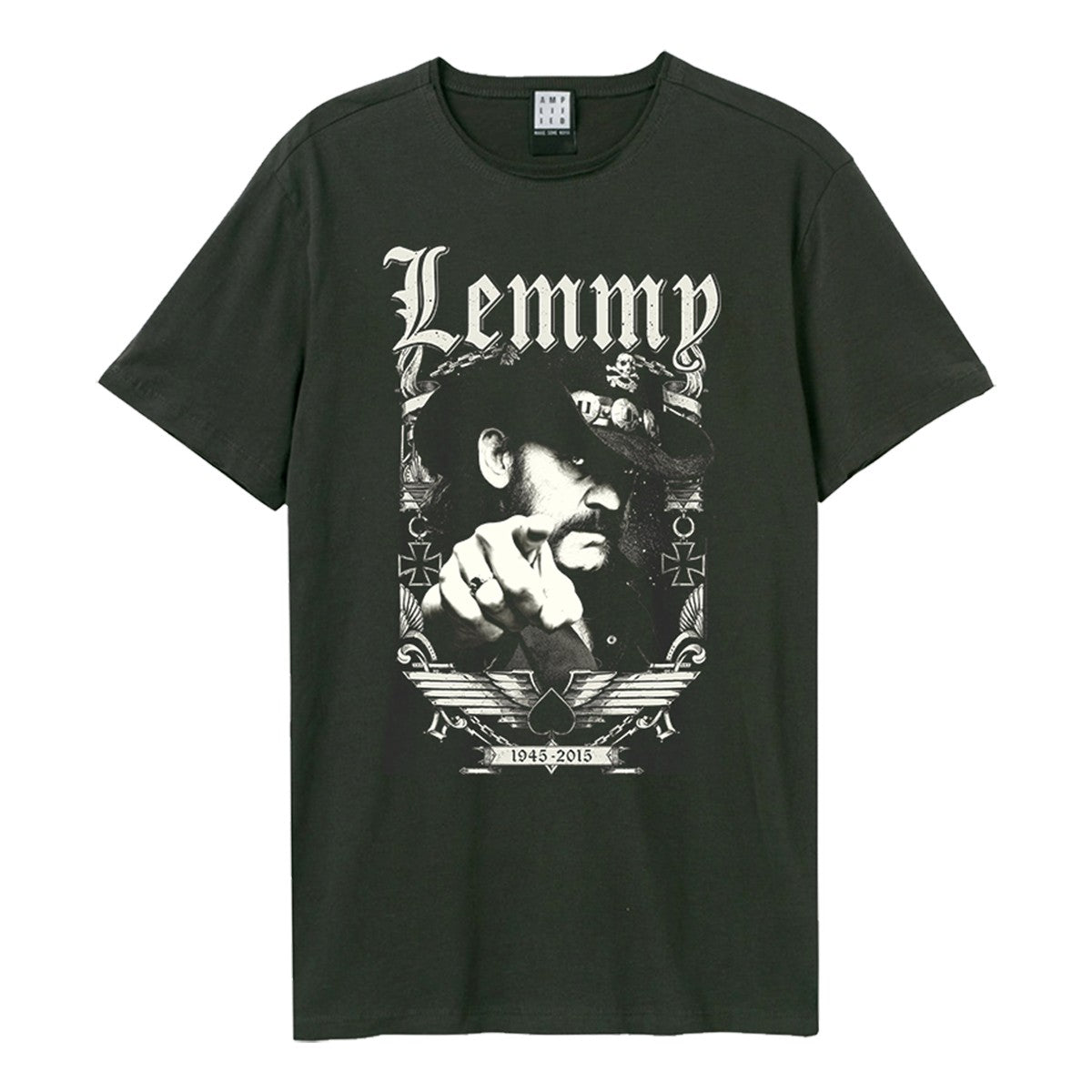 Charcoal - Front - Amplified Unisex Adult 1945 Lemmy T-Shirt