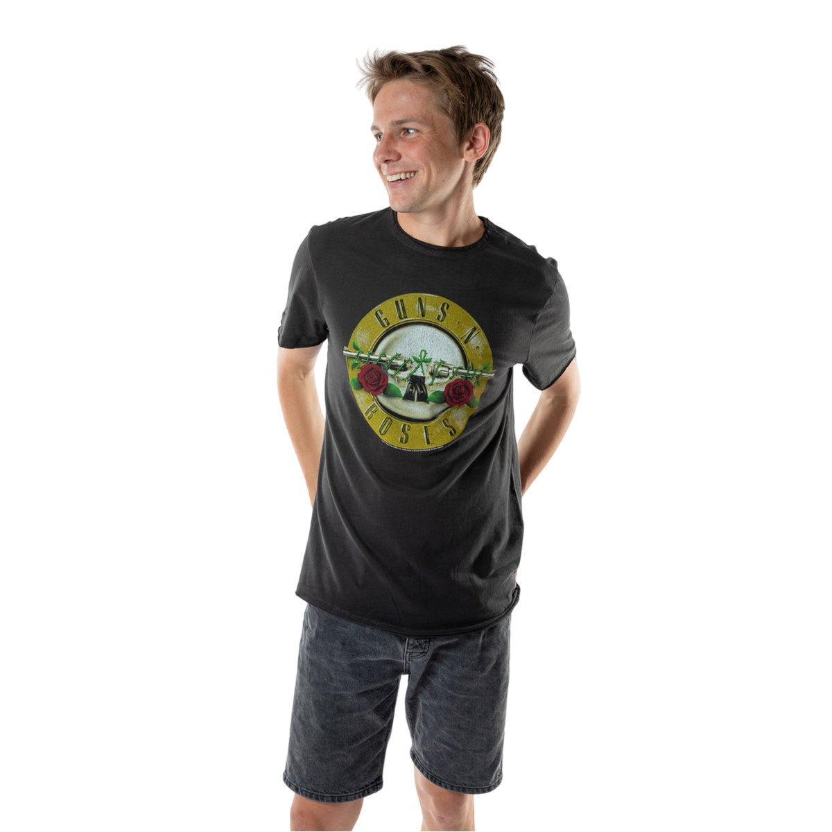Charcoal - Back - Amplified Unisex Adult Guns N Roses Logo T-Shirt