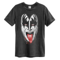 Charcoal - Front - Amplified Unisex Adult Demon Face Kiss T-Shirt