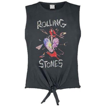 Charcoal - Front - Amplified Womens-Ladies Hackney Diamonds The Rolling Stones Crop Top