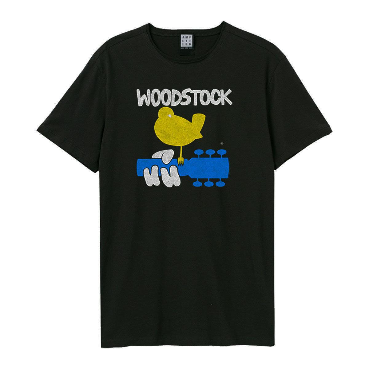 Black - Front - Amplified Unisex Adult Peace and Love Woodstock T-Shirt