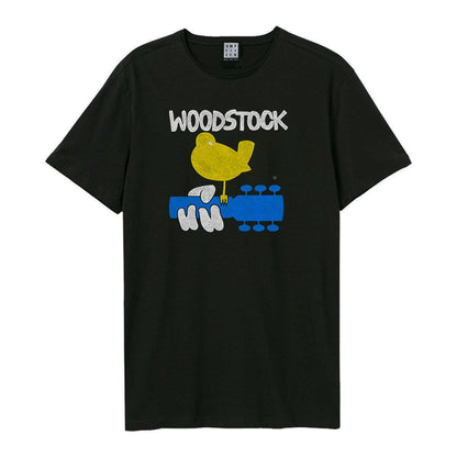 Black - Front - Amplified Unisex Adult Peace and Love Woodstock T-Shirt