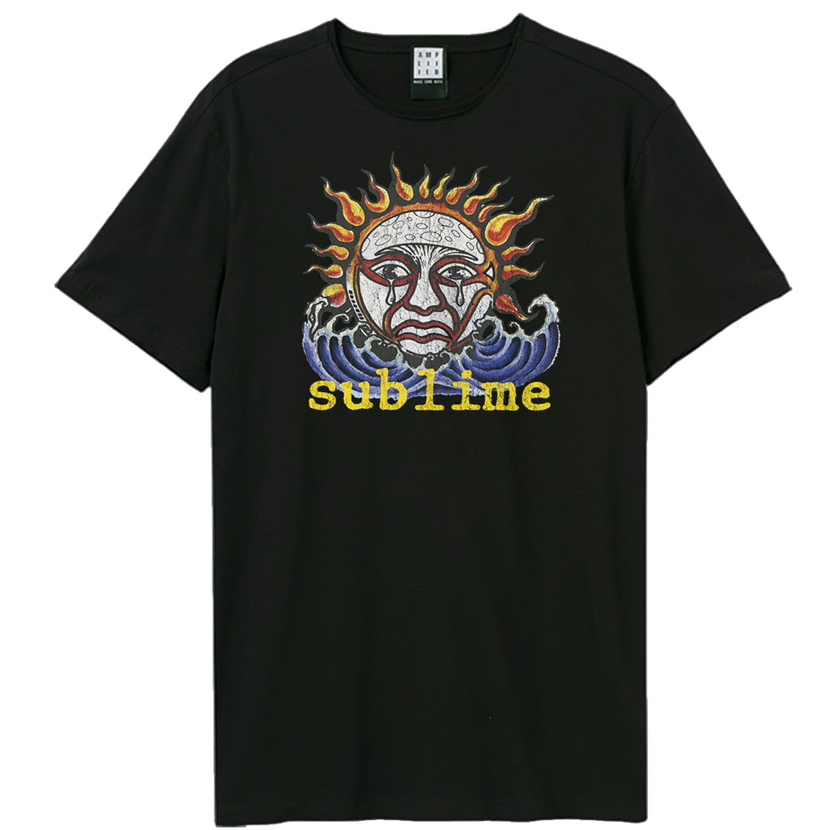 Black - Front - Amplified Unisex Adult Ska Sun Logo T-Shirt