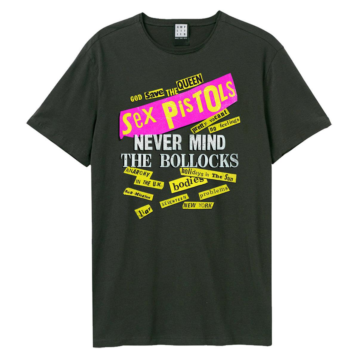Charcoal - Front - Amplified Unisex Adult Nevermind Stickies Sex Pistols T-Shirt