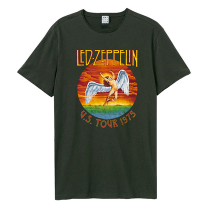 Charcoal - Front - Amplified Unisex Adult US Tour 1975 Led Zeppelin T-Shirt