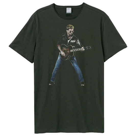 Charcoal - Front - Amplified Unisex Adult Stripped Back George Michael T-Shirt