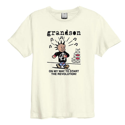 Vintage White - Front - Amplified Unisex Adult On My Way Grandson T-Shirt